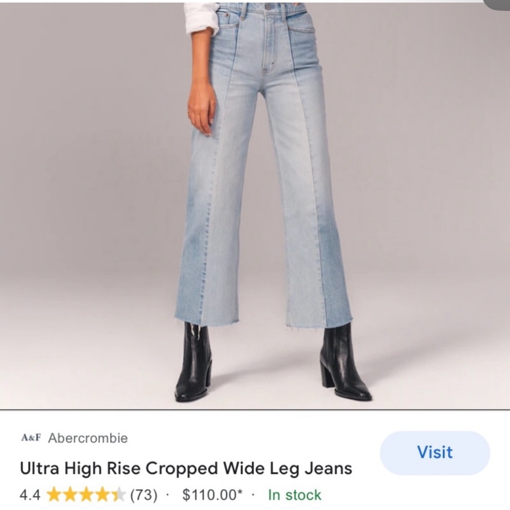 Abercrombie Ultra High Rise Cropped Wide Leg Two-toned Jeans